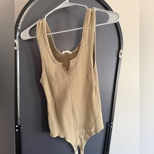 Sleeveless Ribbed Knit Olive Top